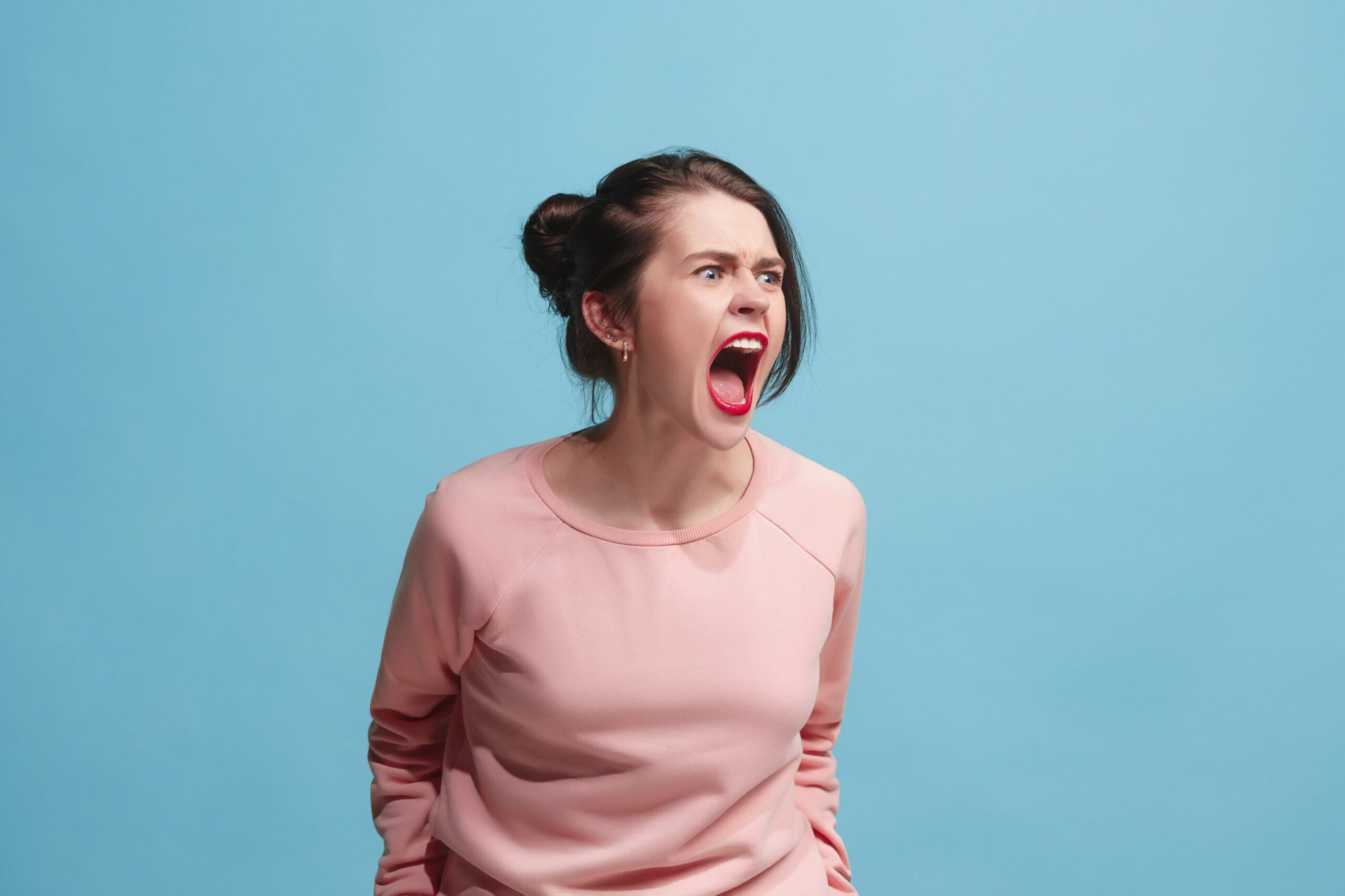 Woman having an uncontrolled emotional outburst
